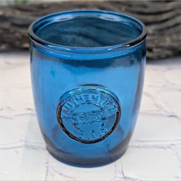 Authentic 100% Recycled San Miguel Blue 4" Drink Glass Tumbler EUC - Picture 4 of 8